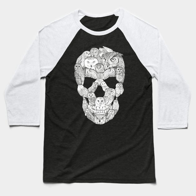 Owl Skull Baseball T-Shirt by Dinny